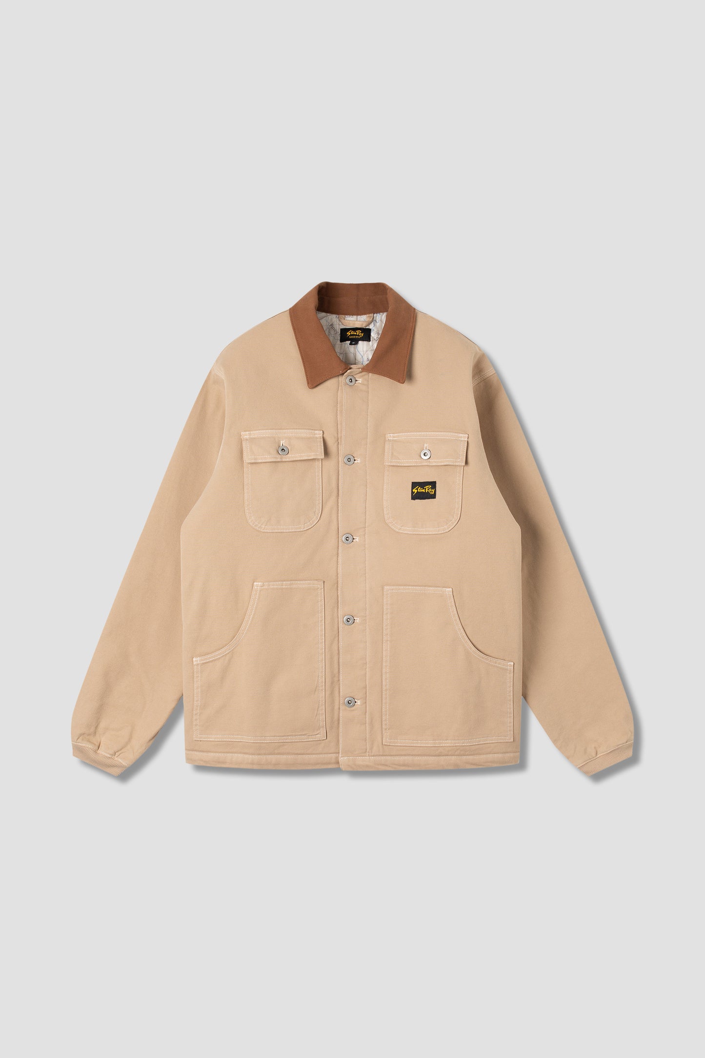 Front view of Stan Ray Pork Chop Jacket in Antique Khaki Duck