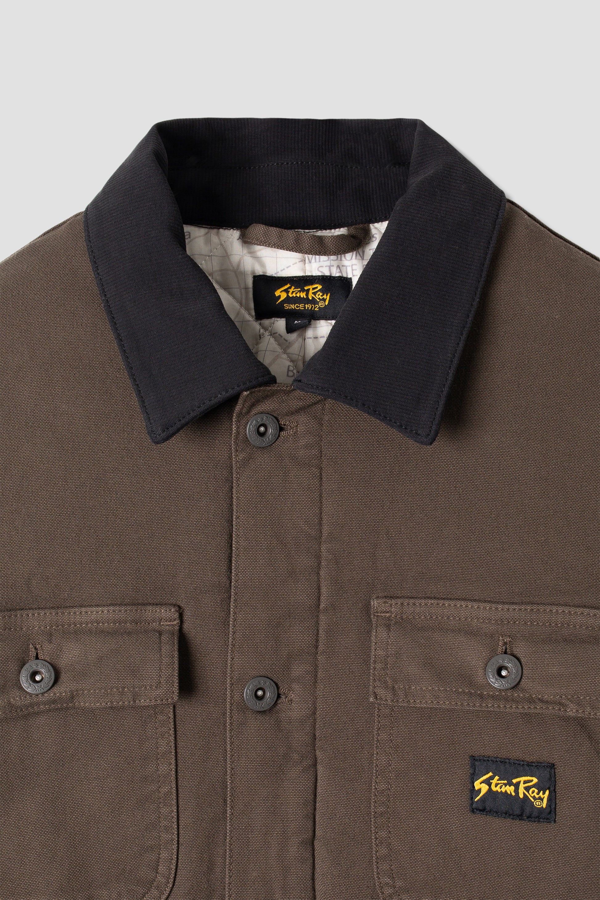 Close-up of collar and pockets on Stan Ray Pork Chop Jacket