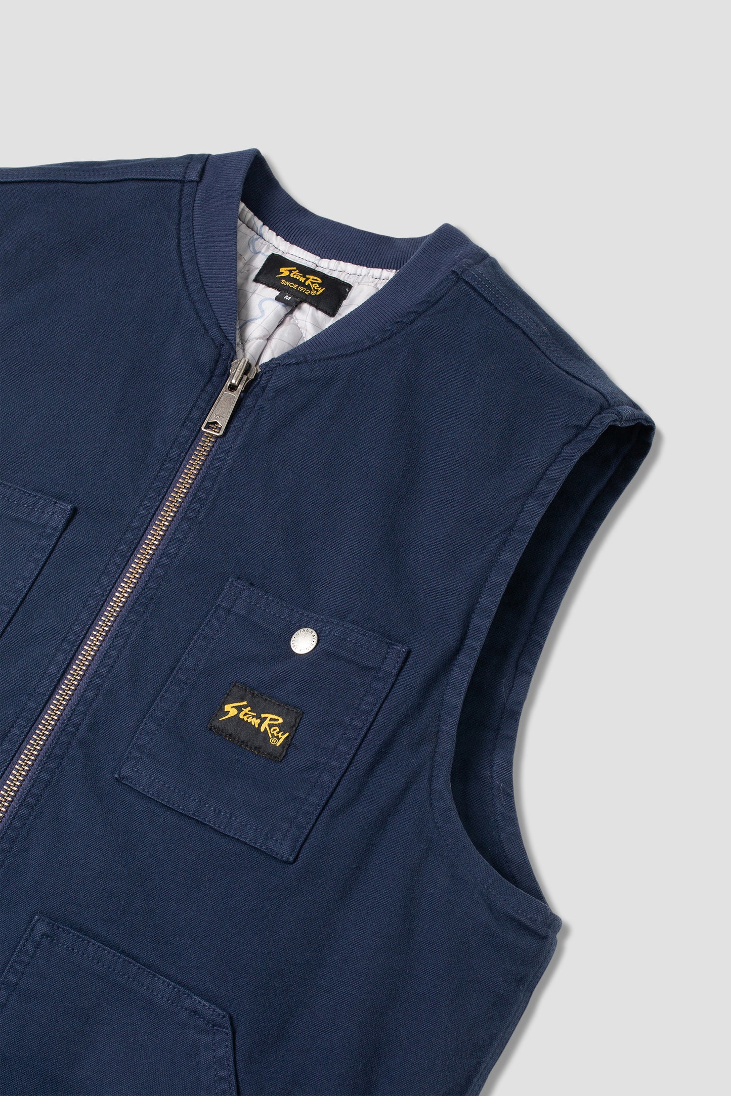 Angle view of Stan Ray Pork Chop Vest in Navy Duck