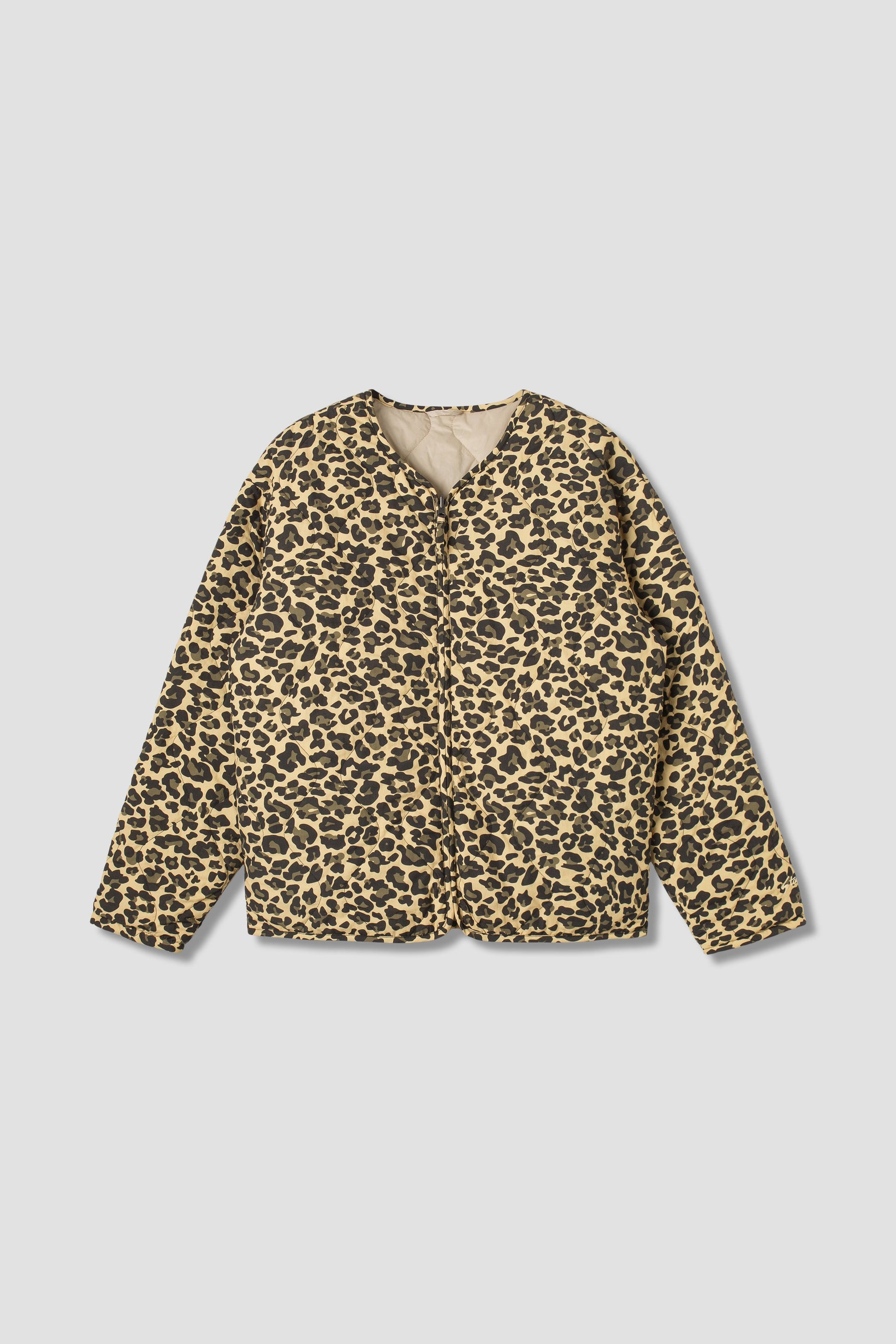 Quilted Liner Jacket in Leopard Camo front view