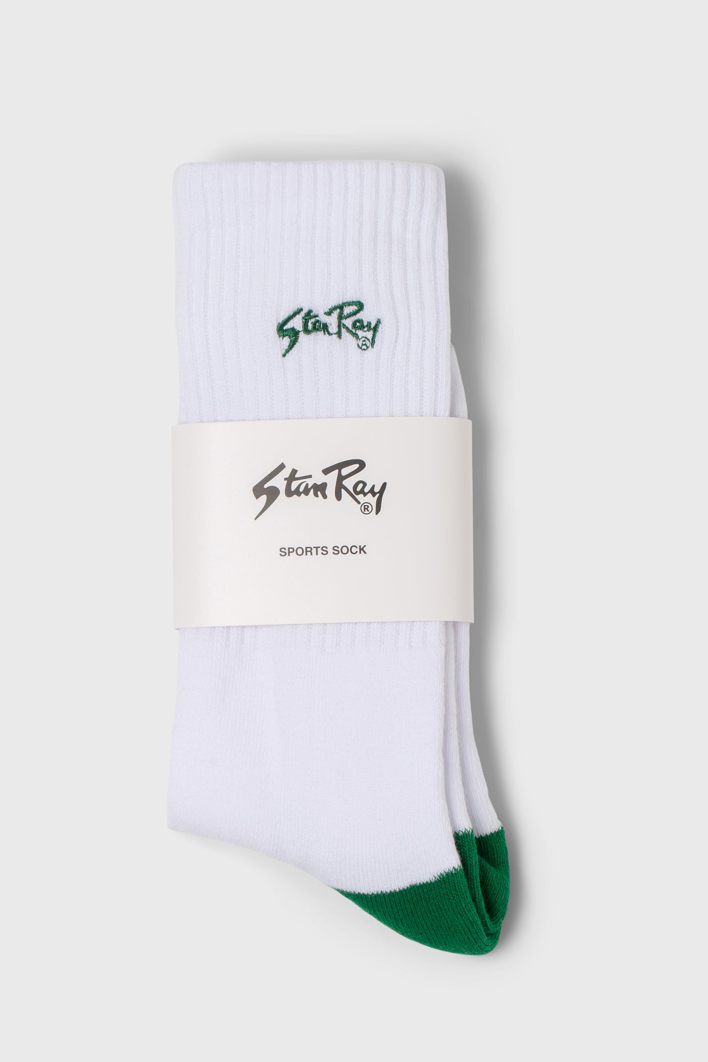 Stan Ray white sports sock with green accents