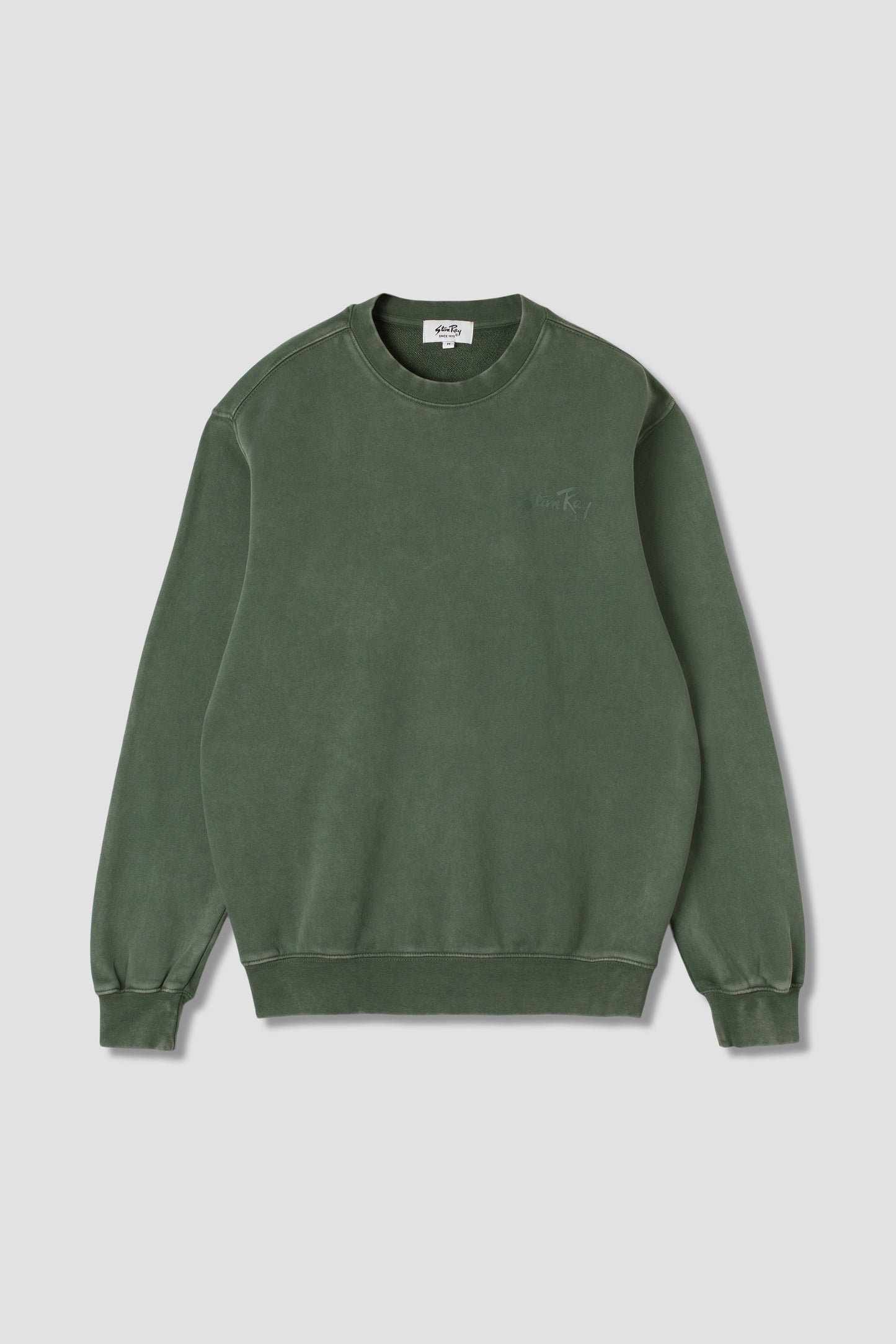 Stan OG Crew sweatshirt in washed green, front view