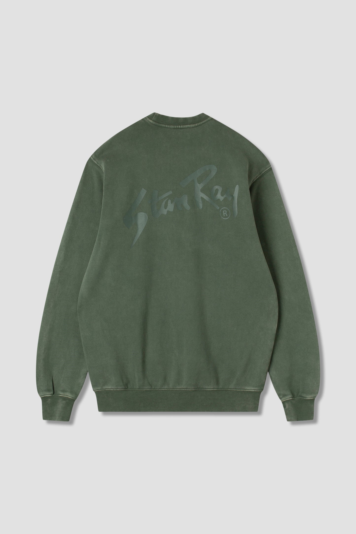 Stan OG Crew sweatshirt in washed green, back view