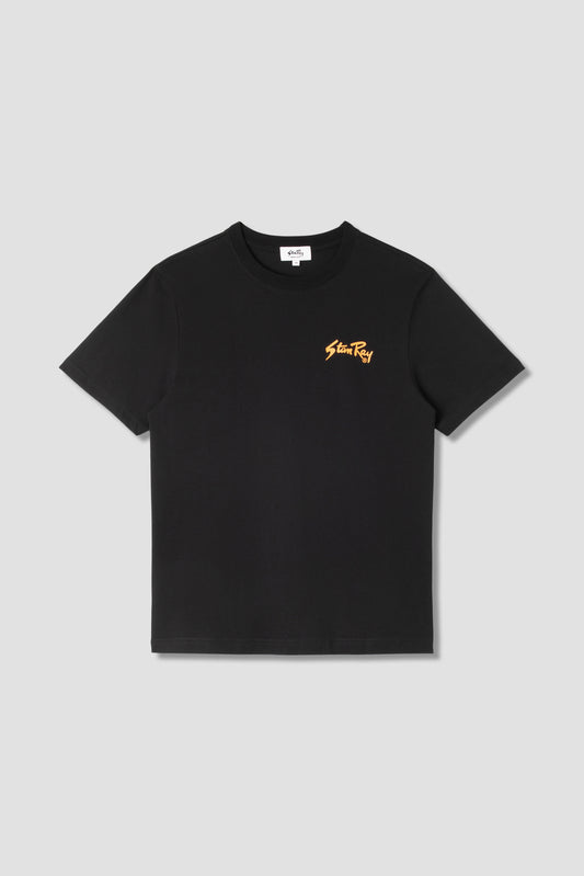 Stan OG Tee front view, black with orange print