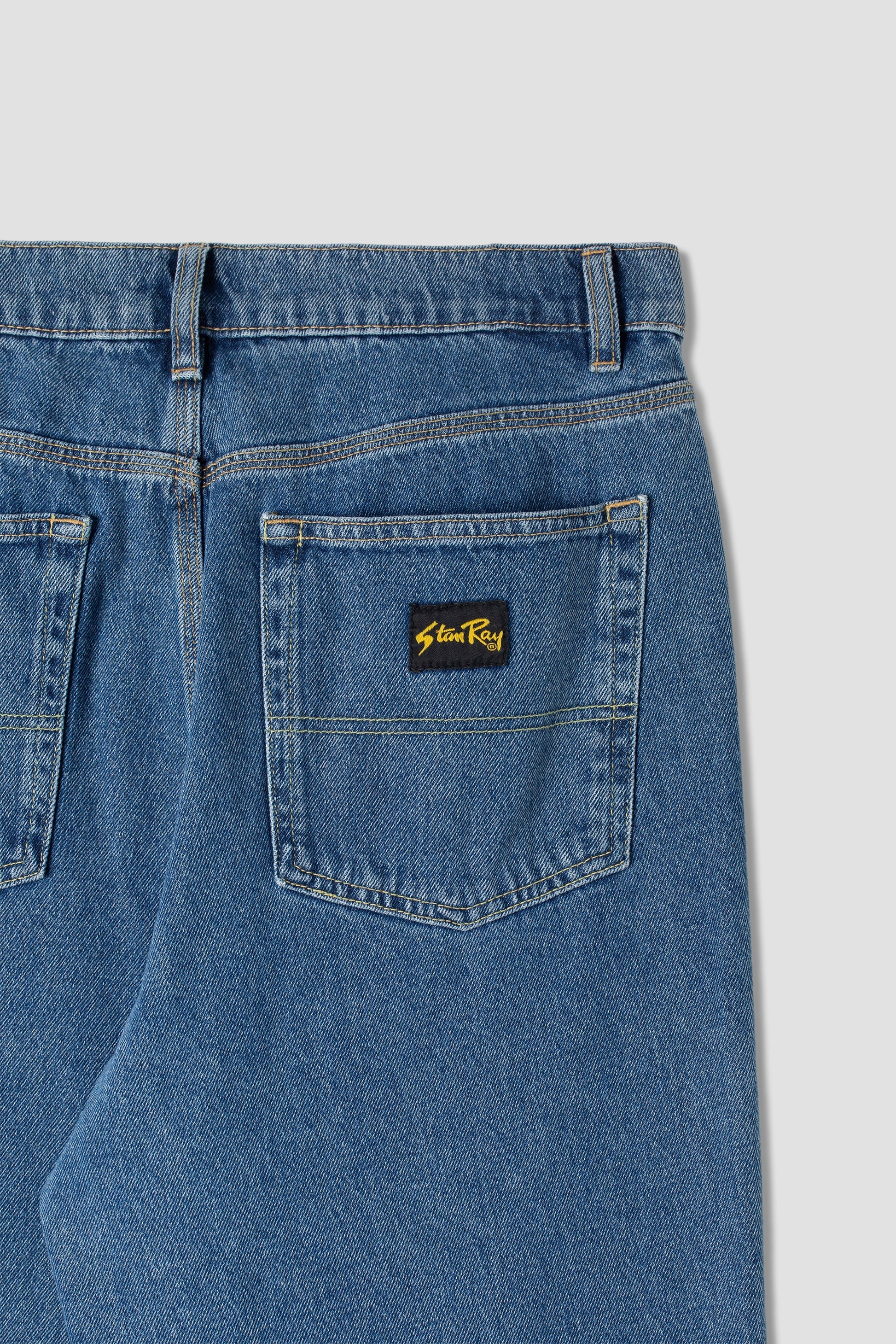 Close-up of Stan Ray logo on back pocket of Taper 5 Jean