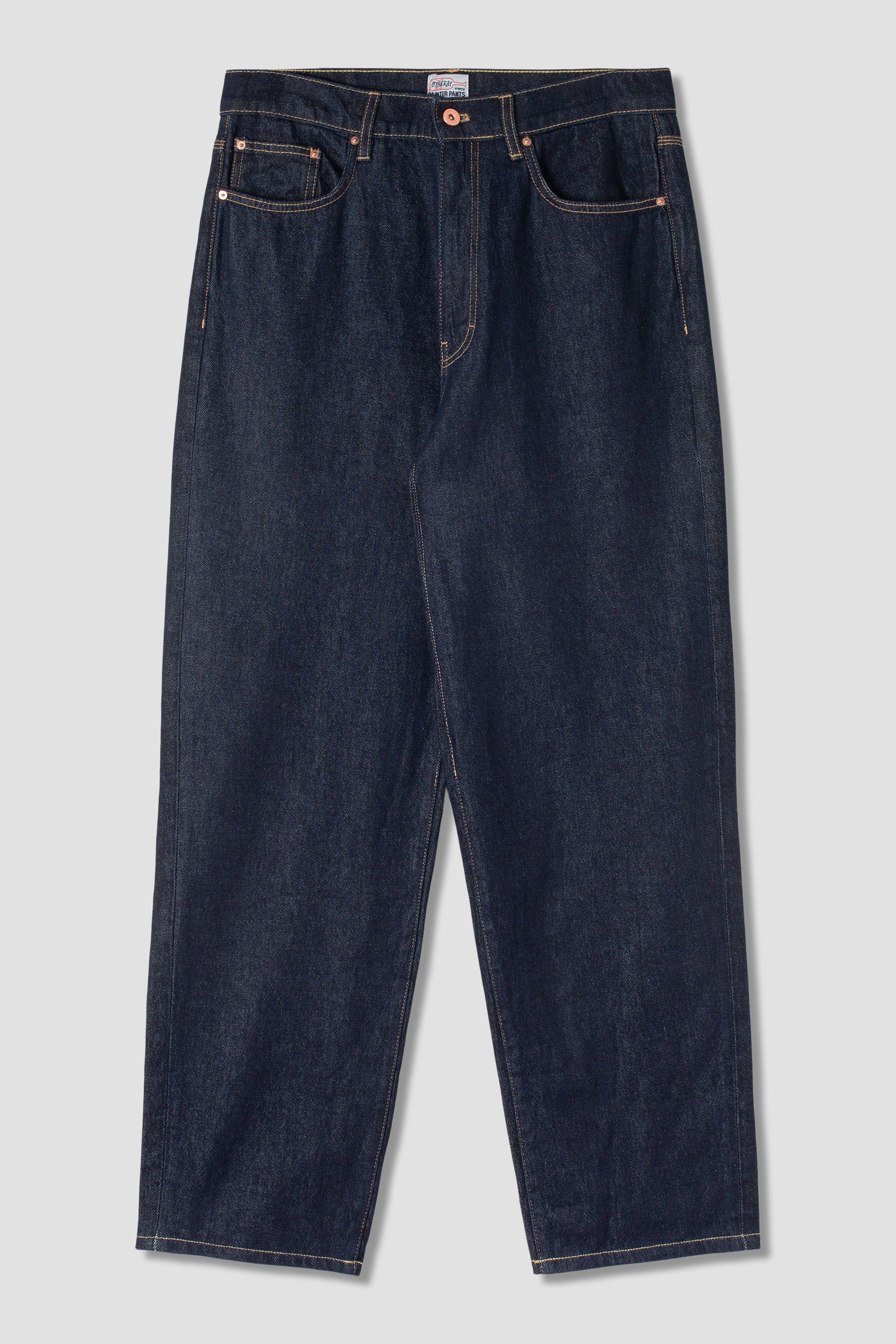 Stan Ray Taper 5 Jean front view, single rinse denim