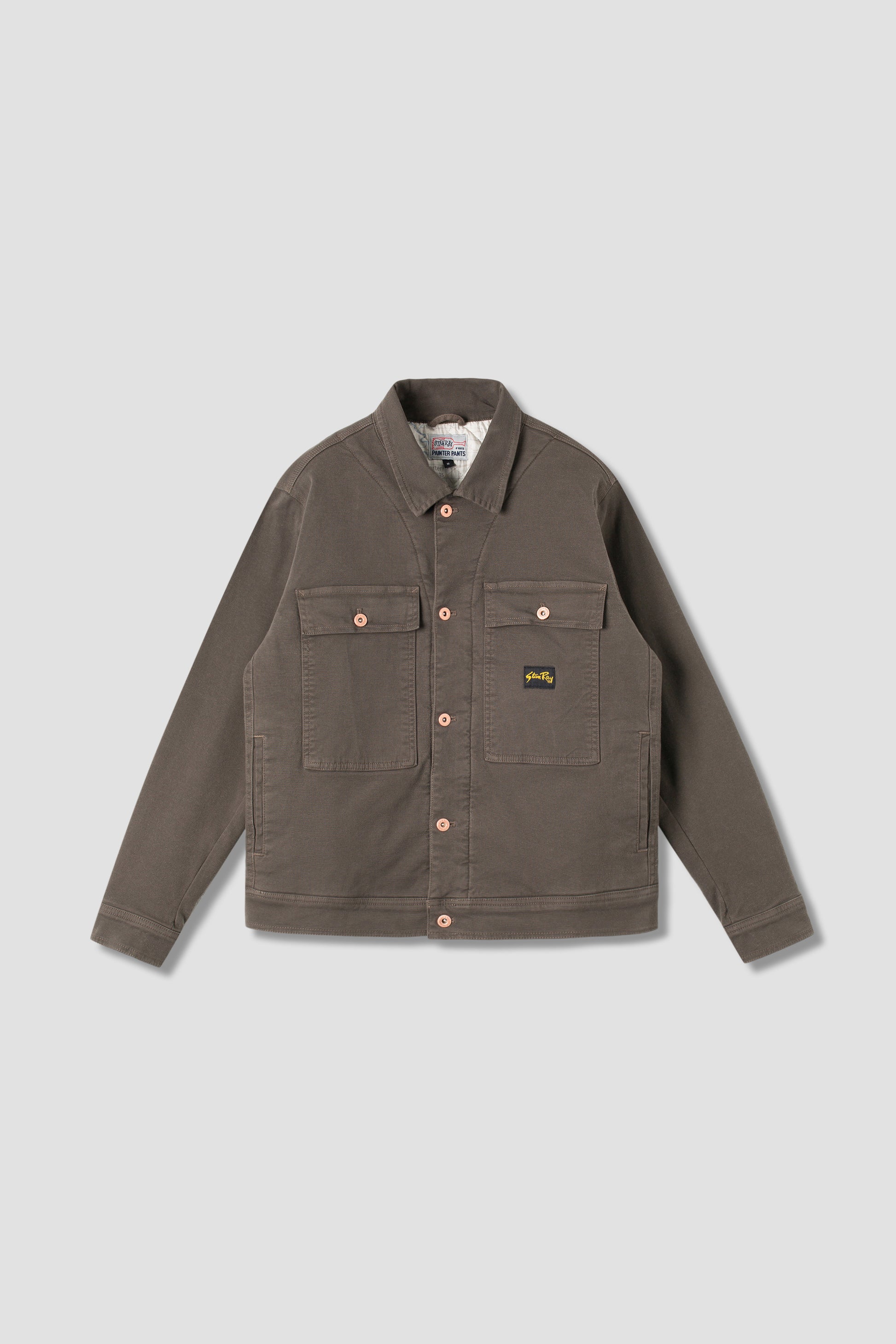 Front view of Stan Ray Trucker Jacket in Charcoal Duck