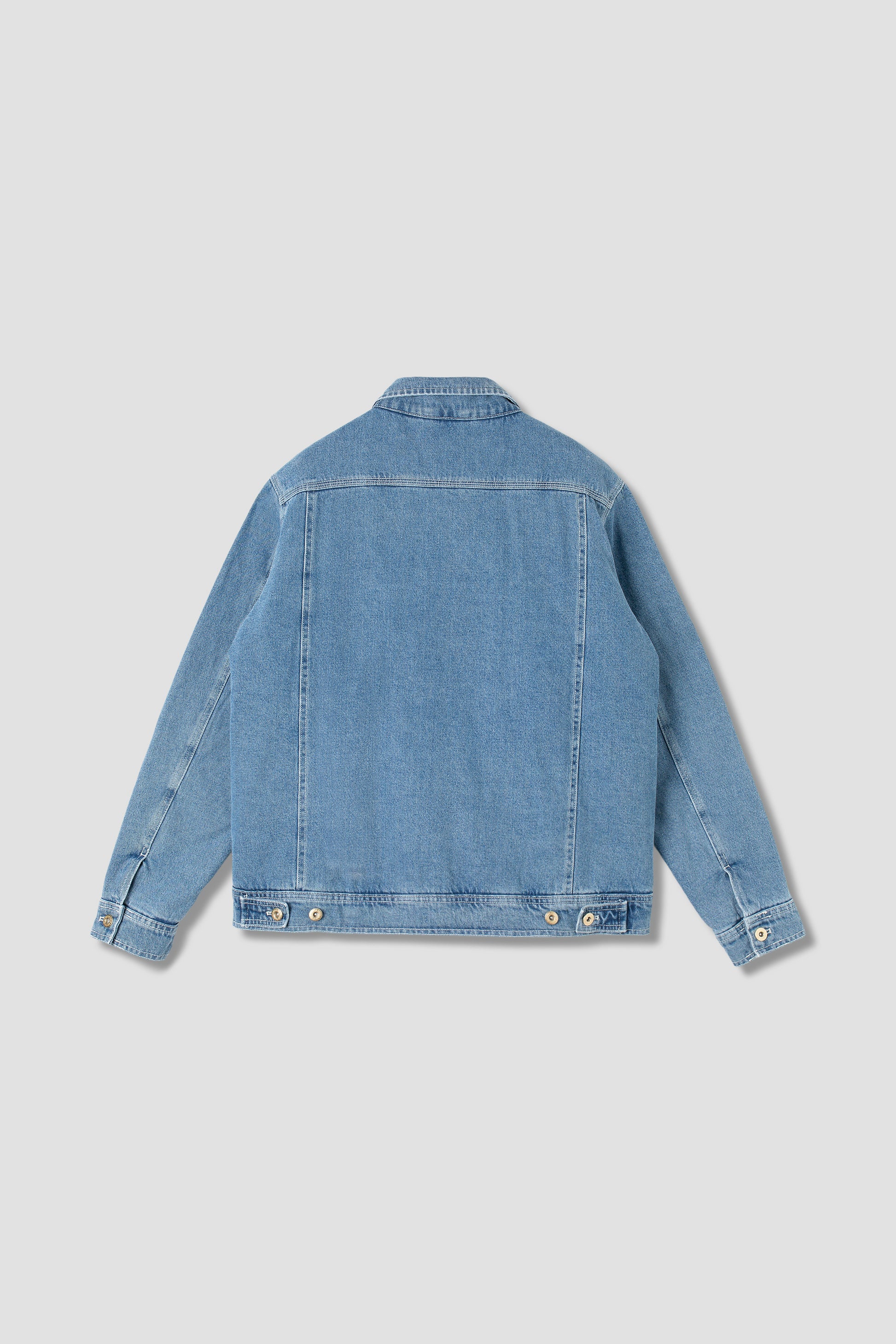 Back view of Stan Ray Trucker Jacket in stone wash denim.