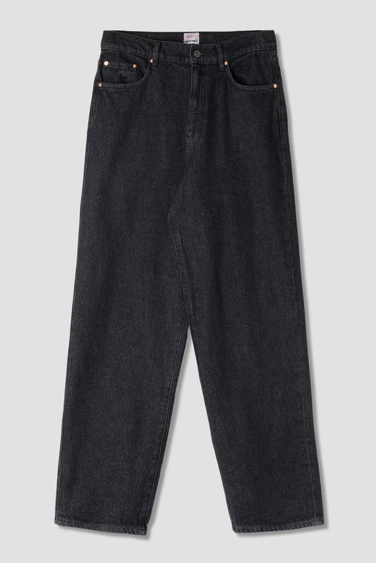 Wide 5 Jean in charcoal denim, front view