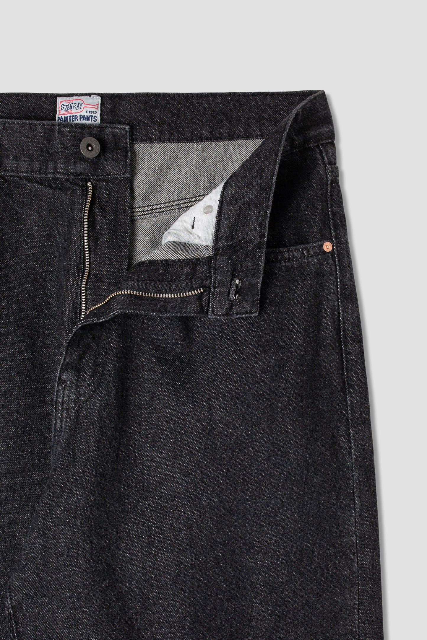 Close-up of Stan Ray Wide 5 Jean zipper and button