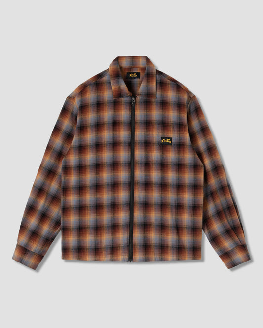 Zip Shirt (Brown/Blue Plaid)