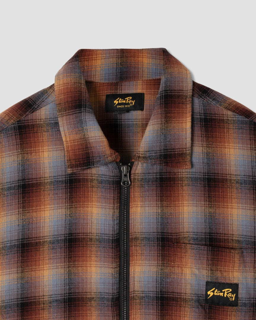 Zip Shirt (Brown/Blue Plaid)