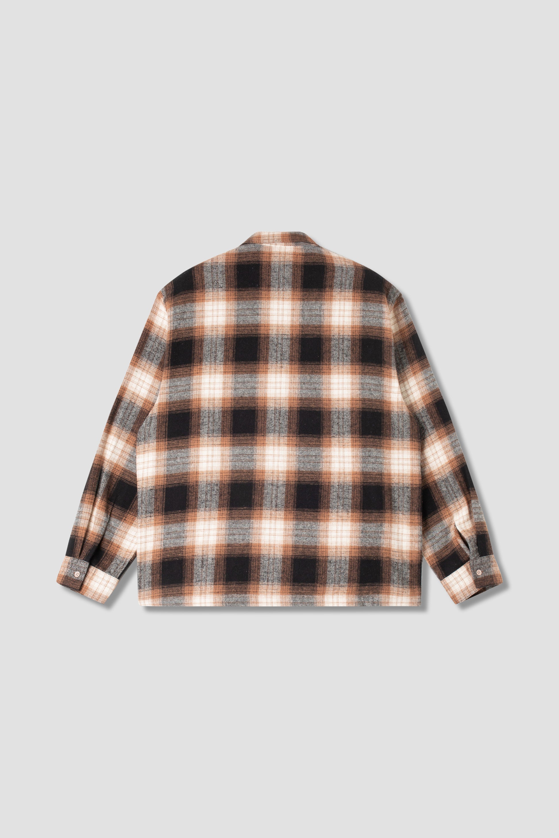 Stan Ray Zip Shirt in brown plaid, back view