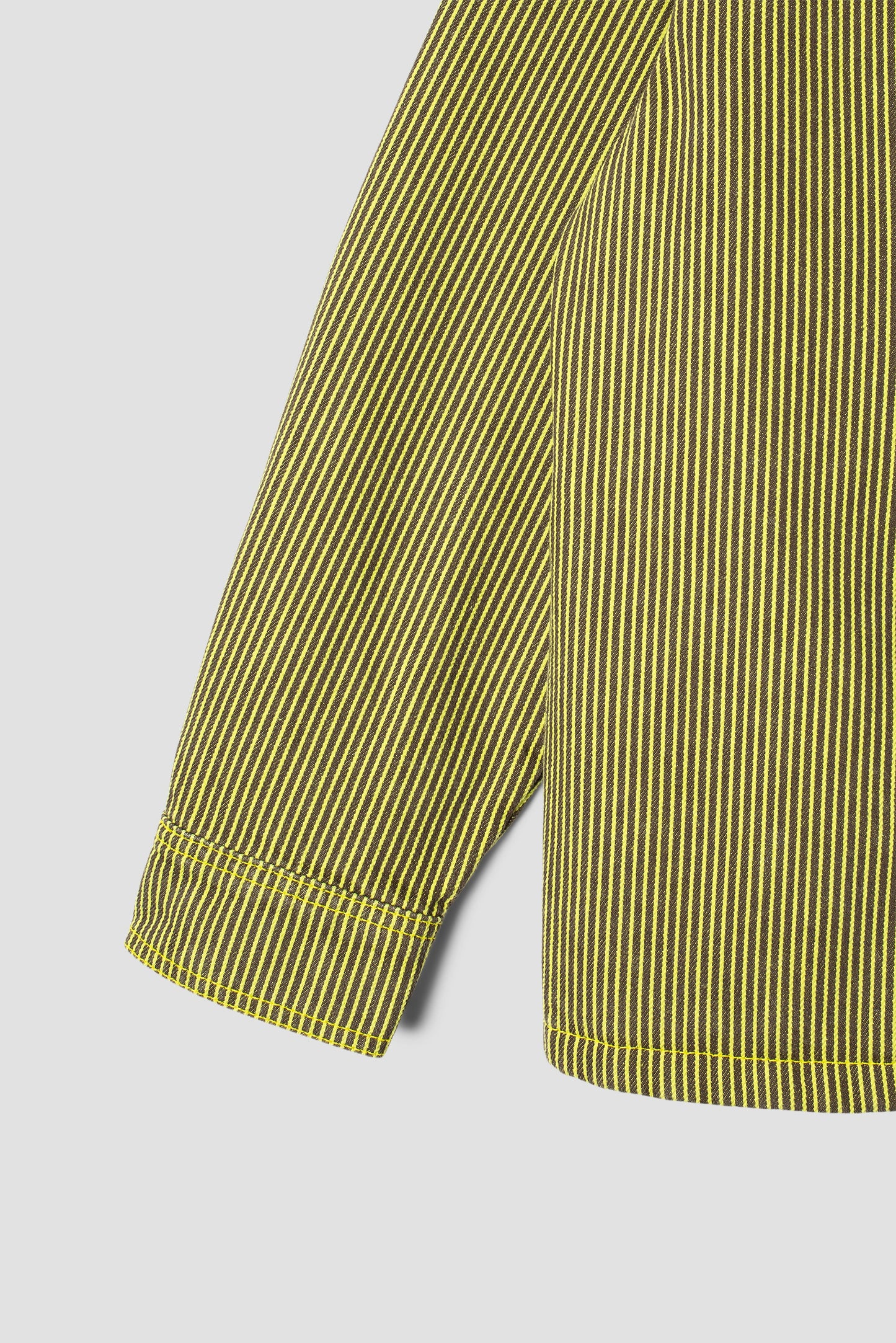 Detail of Stan Ray Zip Shirt sleeve in Lime/Black Hickory