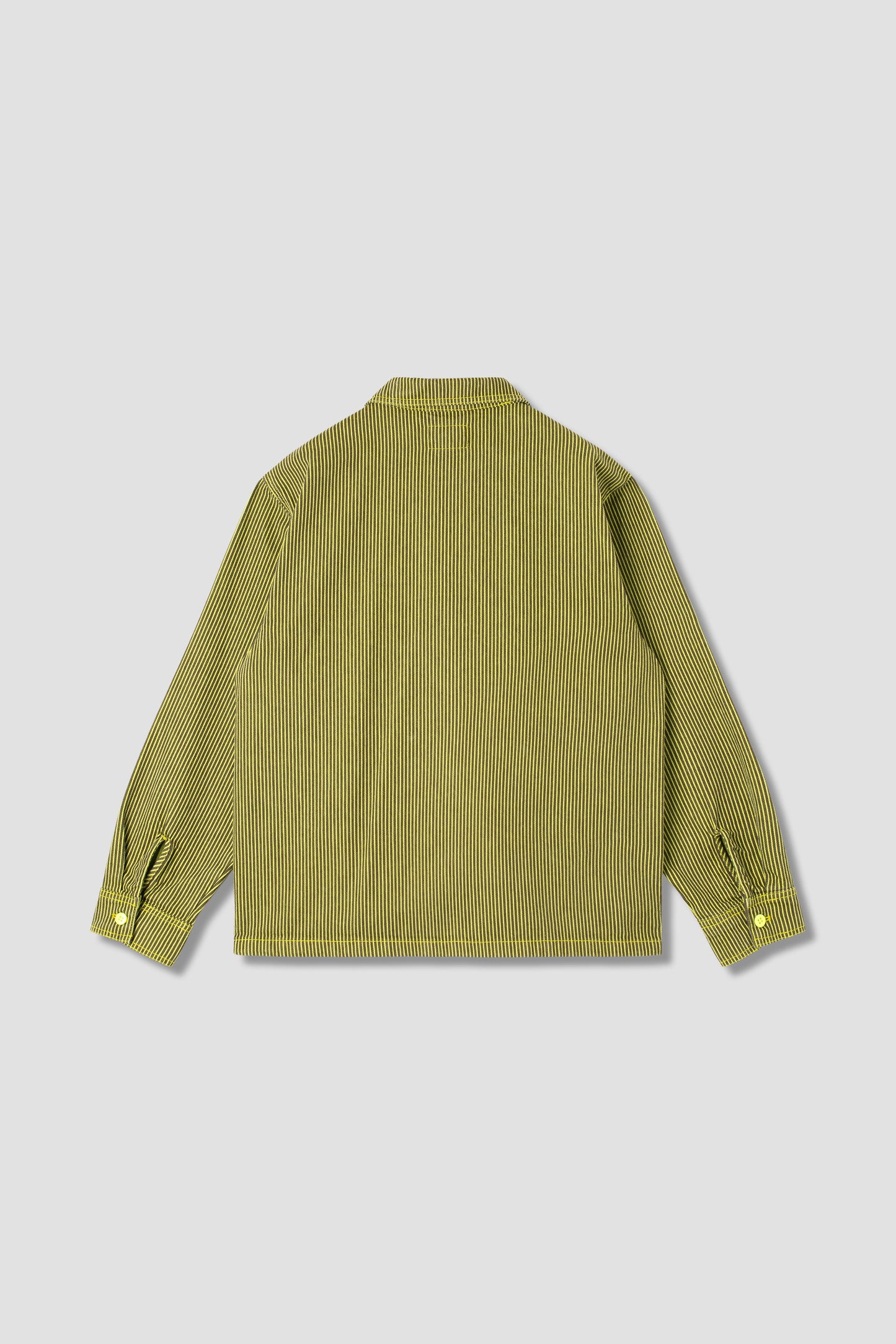 Stan Ray Zip Shirt back view in Lime/Black Hickory