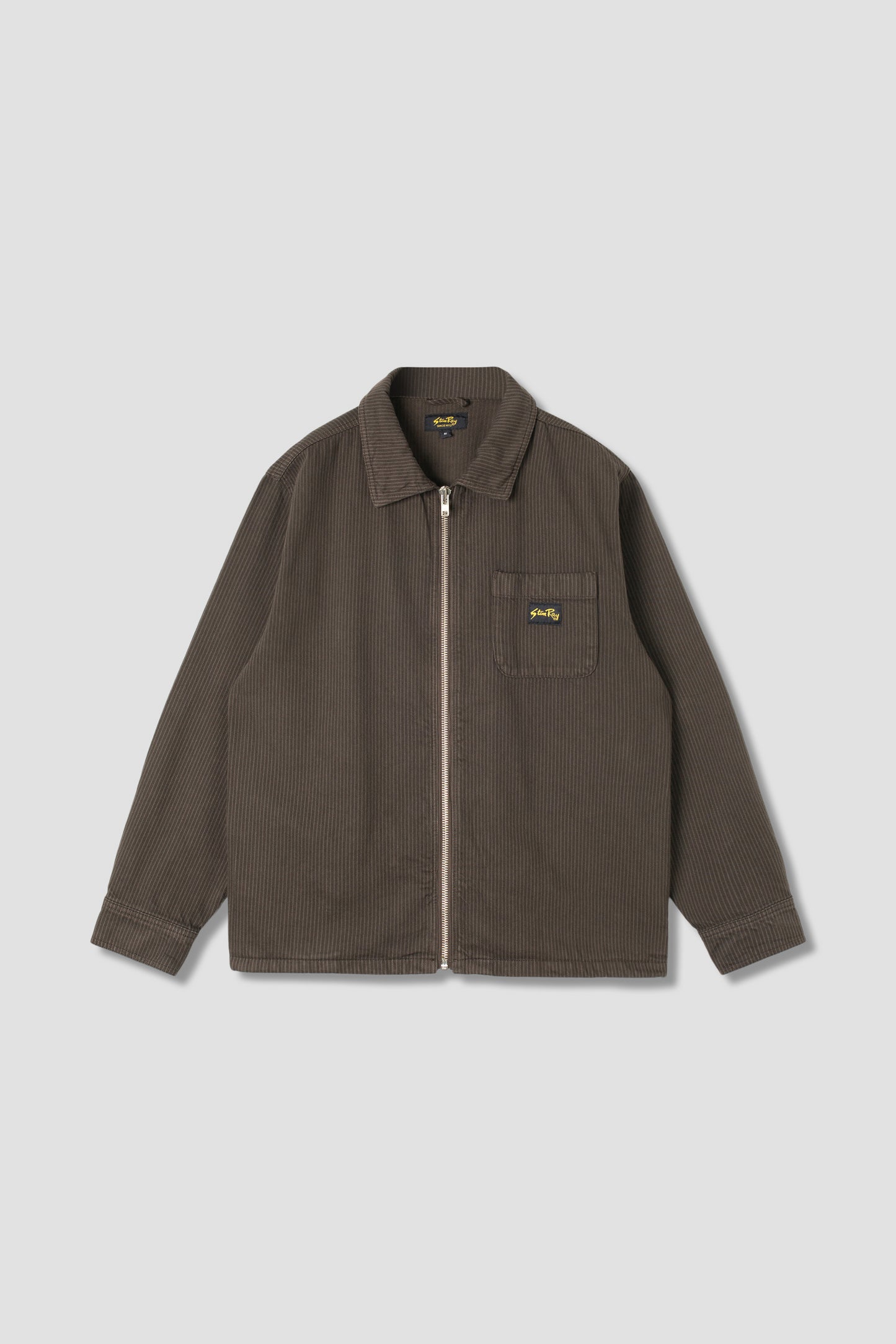 Stan Ray Zip Shirt front view in Overdyed Charcoal Hickory