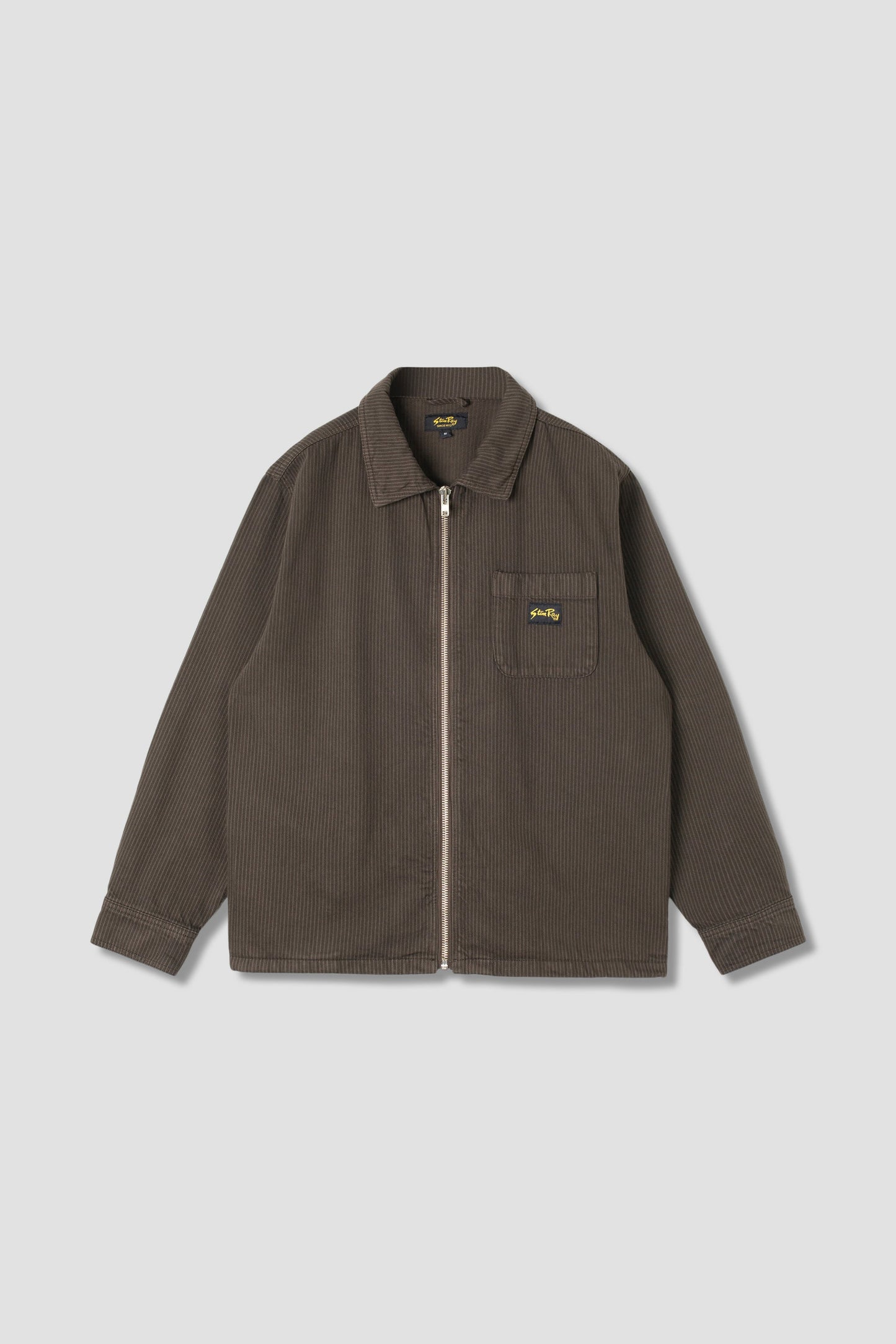 Stan Ray Zip Shirt front view in Overdyed Charcoal Hickory