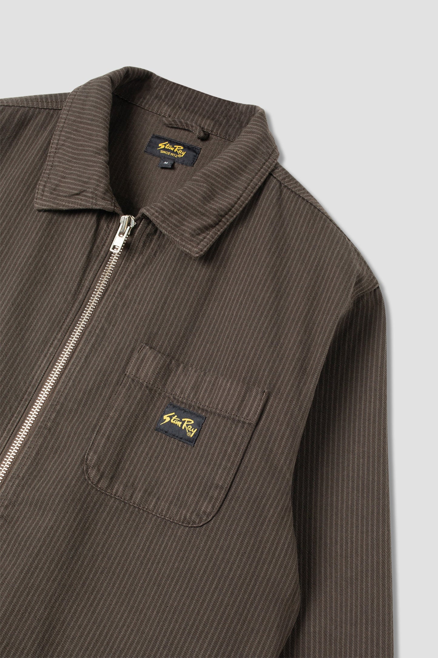 Stan Ray Zip Shirt with pocket detail in Overdyed Charcoal Hickory