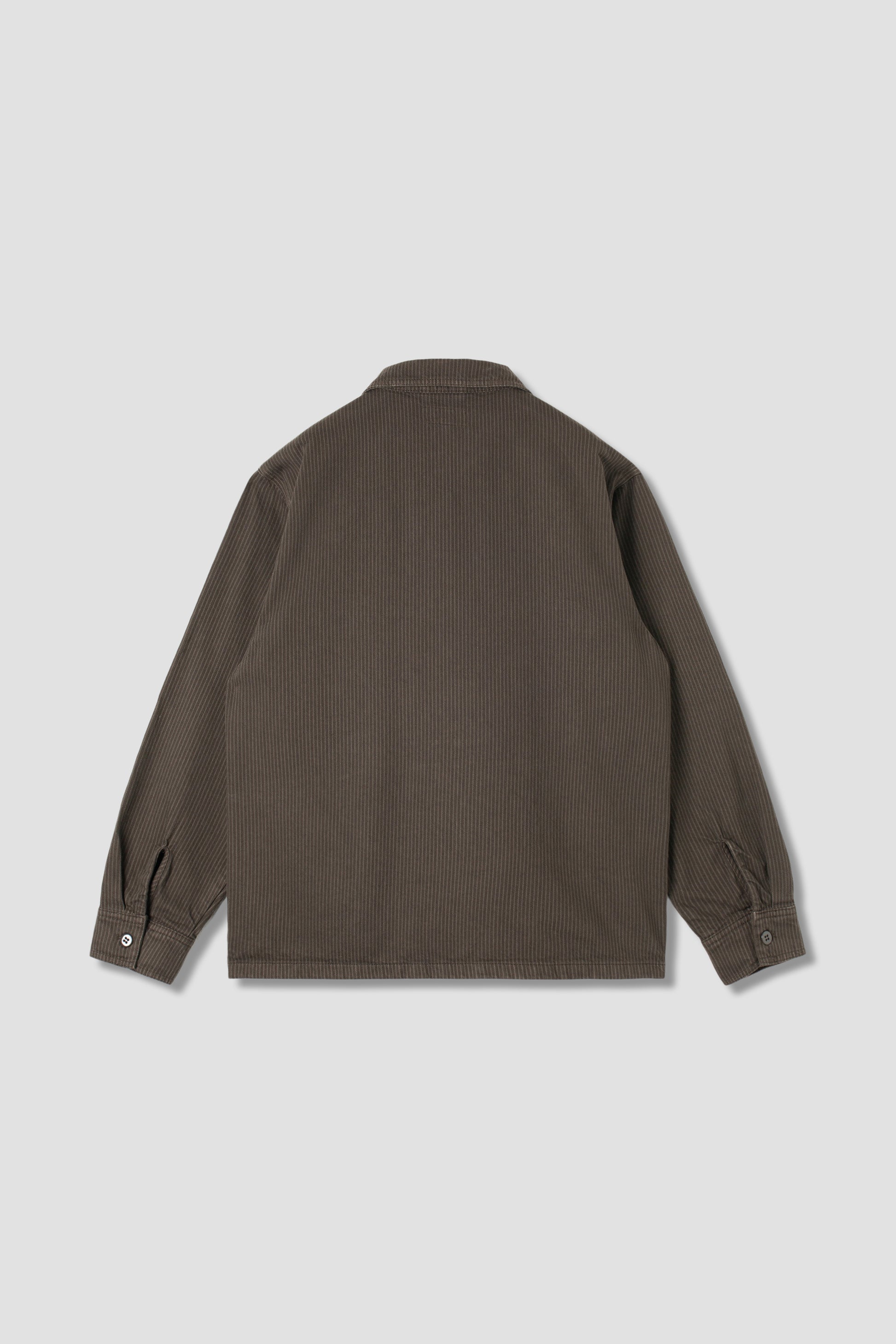 Stan Ray Zip Shirt back view in Overdyed Charcoal Hickory