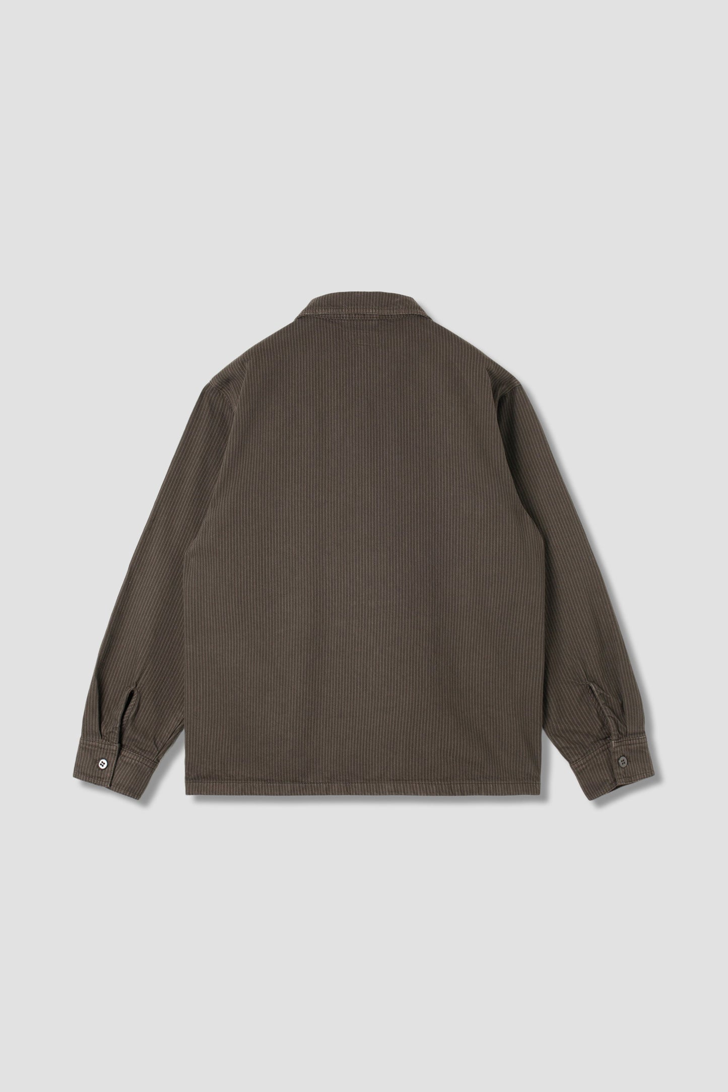 Stan Ray Zip Shirt back view in Overdyed Charcoal Hickory